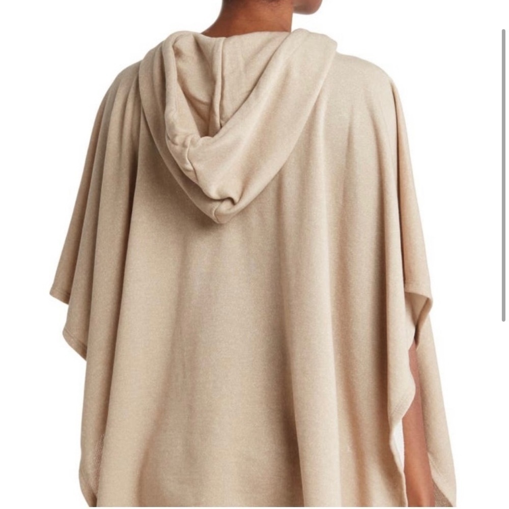 Beige taupe Calvin Klein Hooded Poncho - Picture 2 of 7